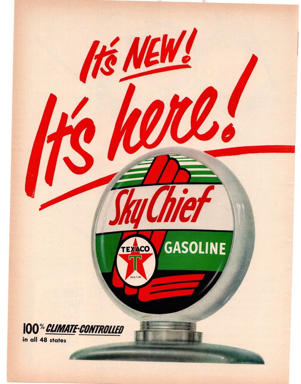 Texaco Sky Chief Gasoline / Kelloggs Corn Flakes Advertisement 1950s Vintage